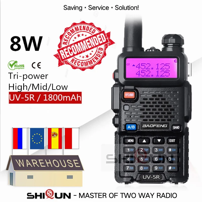 Дополнительно 5 Вт 8 UV 5R иди и болтай Walkie Talkie “иди 10 км Baofeng uv5r рация Охота радио uv 5r