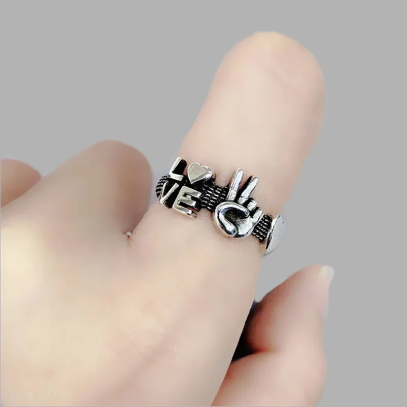 Fashion Black Punk Boho Initial LOVE Letter 925 Sterling Silver Adjustable Engagement Ring For Women Chunky Jewelry
Fashion Black Punk Boho Initial LOVE Letter 925 Sterling Silver Adjustable Engagement Ring For Women Chunky Jewelry