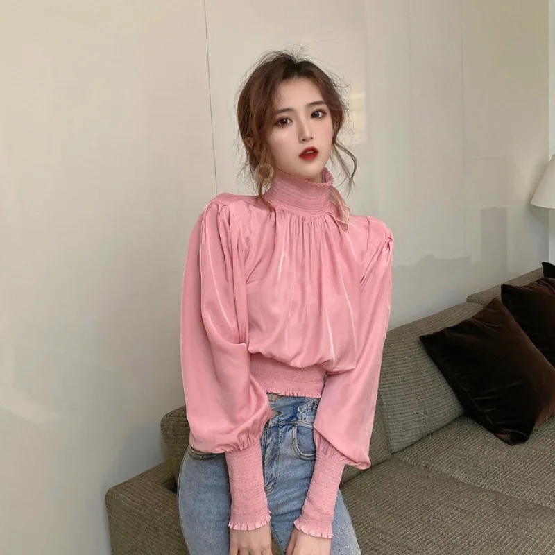 2021 nian Spring New Kong Style Turtleneck Waist Hugging Pink Shirt Female Short Puff Sleeve Top Design Chic
2021 nian Spring New Kong Style Turtleneck Waist Hugging Pink Shirt Female Short Puff Sleeve Top Design Chic