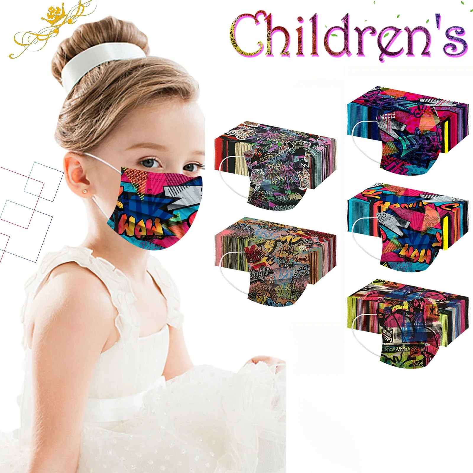 6-12 3Ply Years Old 50PCS Graffiti mascara masque Mask Loop Face Mask Children Ear Maschera Printing Disposable Cosplay
6-12 3Ply Years Old 50PCS Graffiti mascara masque Mask Loop Face Mask Children Ear Maschera Printing Disposable Cosplay