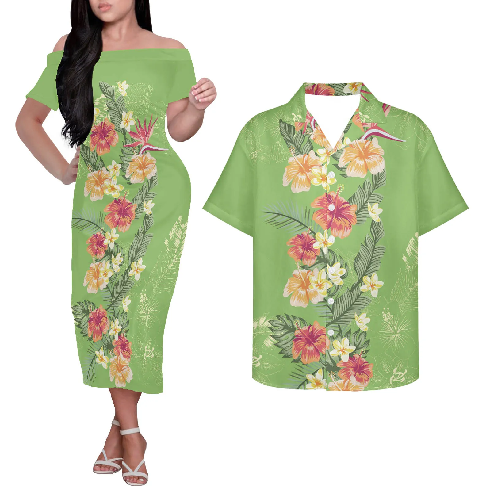 HYCOOL Plus Size Green Hawaiian Hibiscus Dress For Women Polynesian Tribal Off The Shoulder Dress Summer Casual Couple Clothing
HYCOOL Plus Size Green Hawaiian Hibiscus Dress For Women Polynesian Tribal Off The Shoulder Dress Summer Casual Couple Clothing