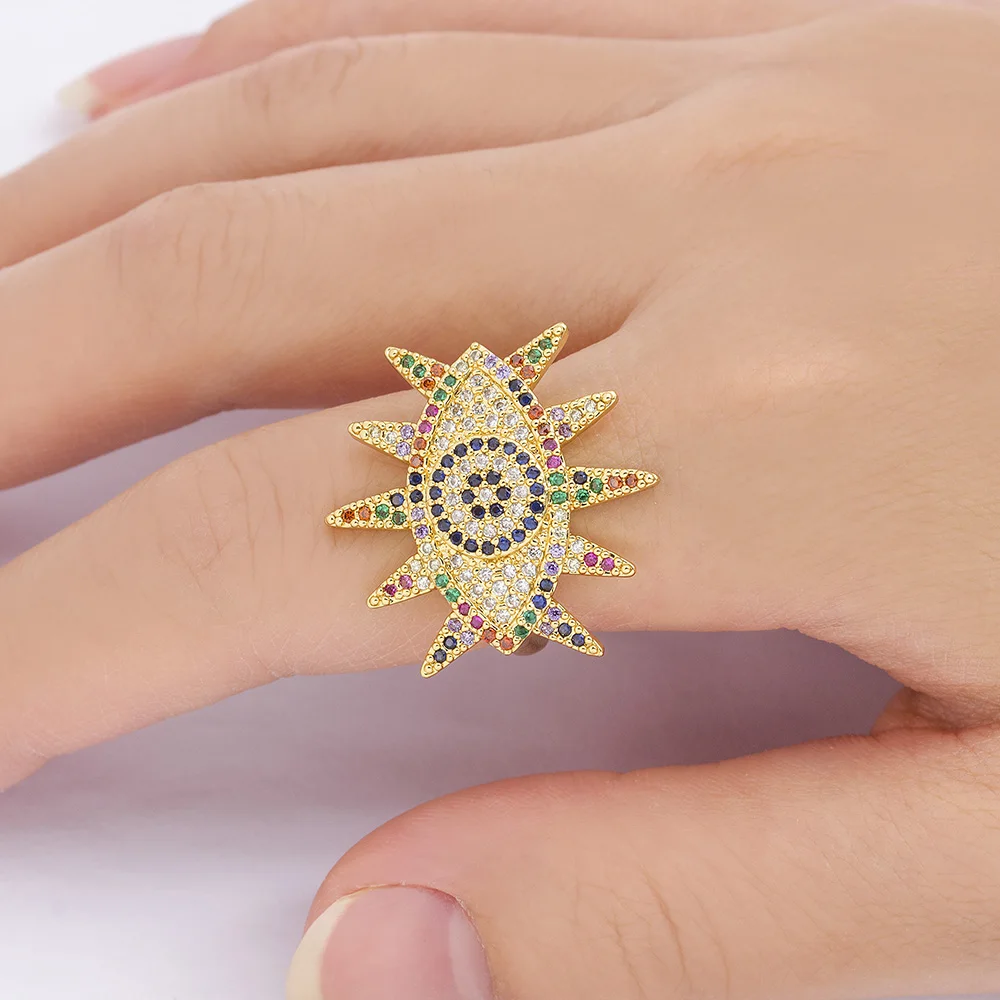 New Arrival Evil Eye Copper Cubic Zirconia Ring For Women Girls Hamsa Adjustable Rainbow Rings Best Party Wedding Jewelry Gifts
New Arrival Evil Eye Copper Cubic Zirconia Ring For Women Girls Hamsa Adjustable Rainbow Rings Best Party Wedding Jewelry Gifts