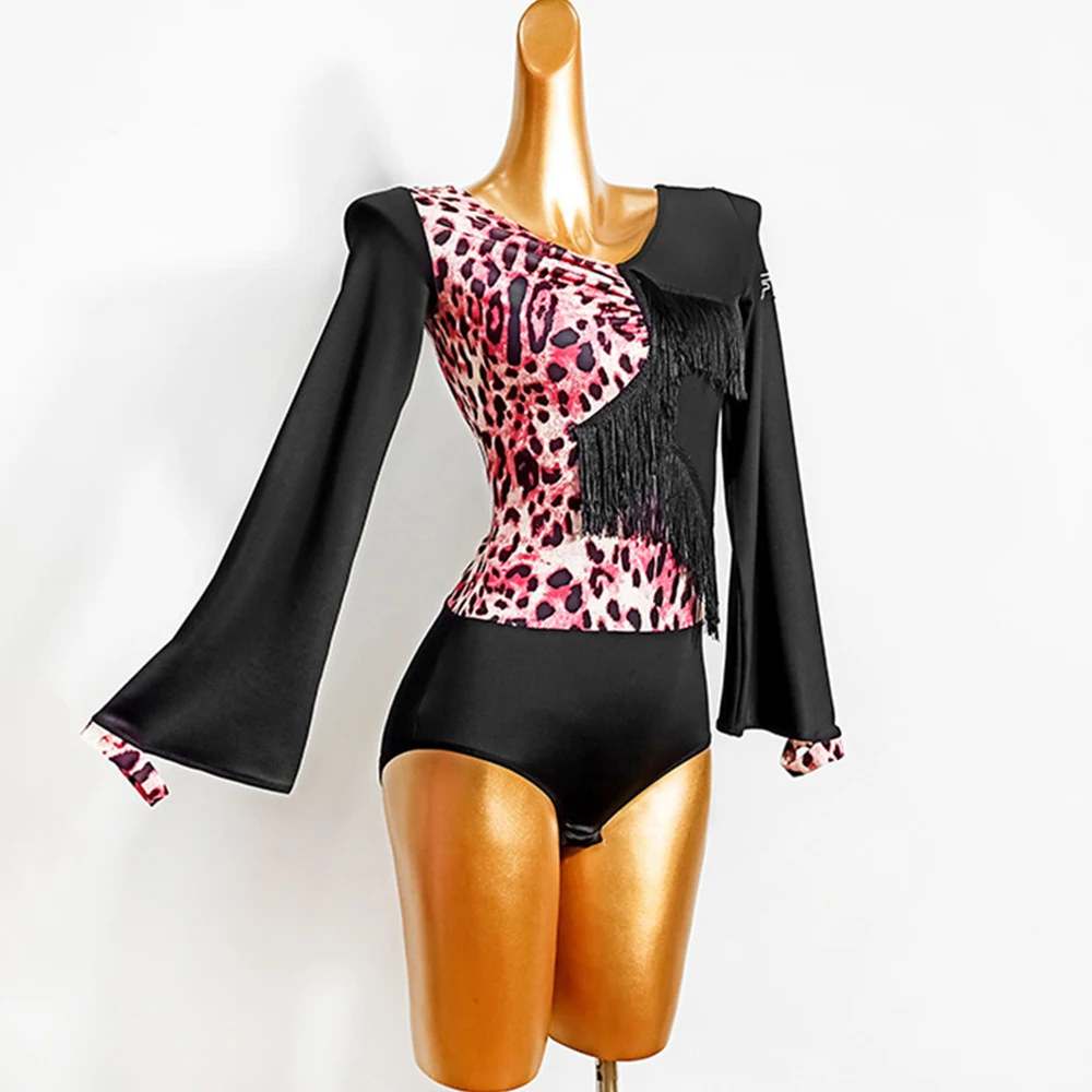 Fringed Long Sleeve Latin Dance Practice Clothes Women Leopard Print Patchwork Sexy V Neck Bodysuits Stage Performance Clothing
Fringed Long Sleeve Latin Dance Practice Clothes Women Leopard Print Patchwork Sexy V Neck Bodysuits Stage Performance Clothing