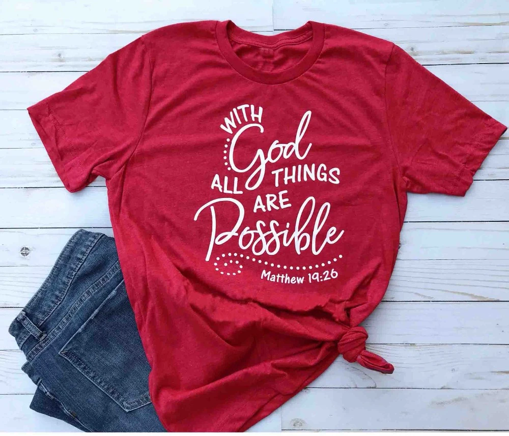 With God all things are Possible Shirt Matthew 19 26 Christian Faith Religious t-Shirt women Bible Verse tee graphic top- K273
With God all things are Possible Shirt Matthew 19 26 Christian Faith Religious t-Shirt women Bible Verse tee graphic top- K273
