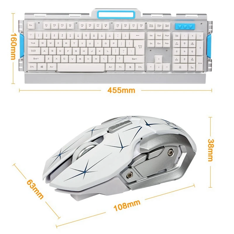 Floating Metal Wireless Keyboard and Mouse Set 2400DPI Optical Mouse Dual-Purpose Keyboard and Mouse for Office Games