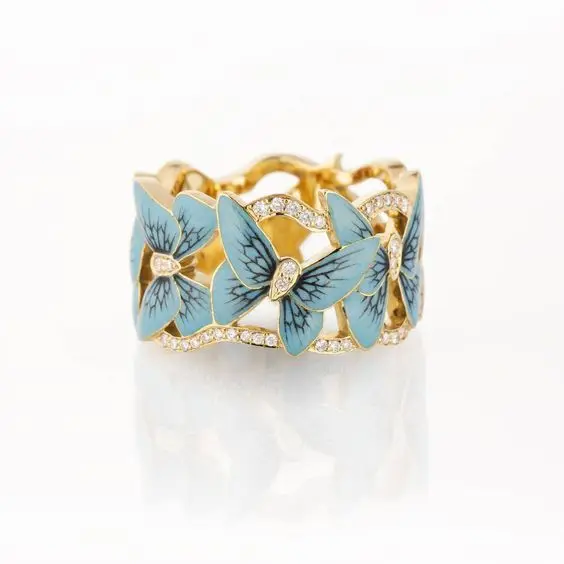 Women's Fashion Gold Plated Enamel Wide Blue Butterfly Ring Personality Ladies Engagement Ring Wedding Party Jewelry
Women's Fashion Gold Plated Enamel Wide Blue Butterfly Ring Personality Ladies Engagement Ring Wedding Party Jewelry