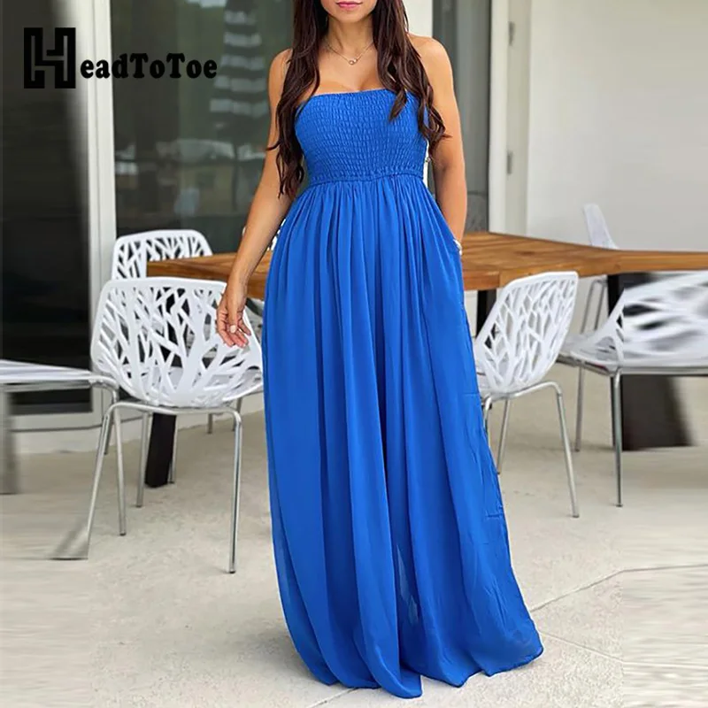 Shirring Detail Wide Leg Casual Rompers Women Jumpsuit Strapless One Piece Outfits
Shirring Detail Wide Leg Casual Rompers Women Jumpsuit Strapless One Piece Outfits
