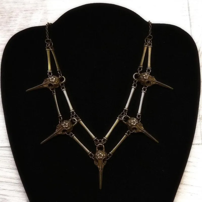 Готическая ведьма Череп ворона птица кулон ожерелье Wicca панк языческие хип-хоп