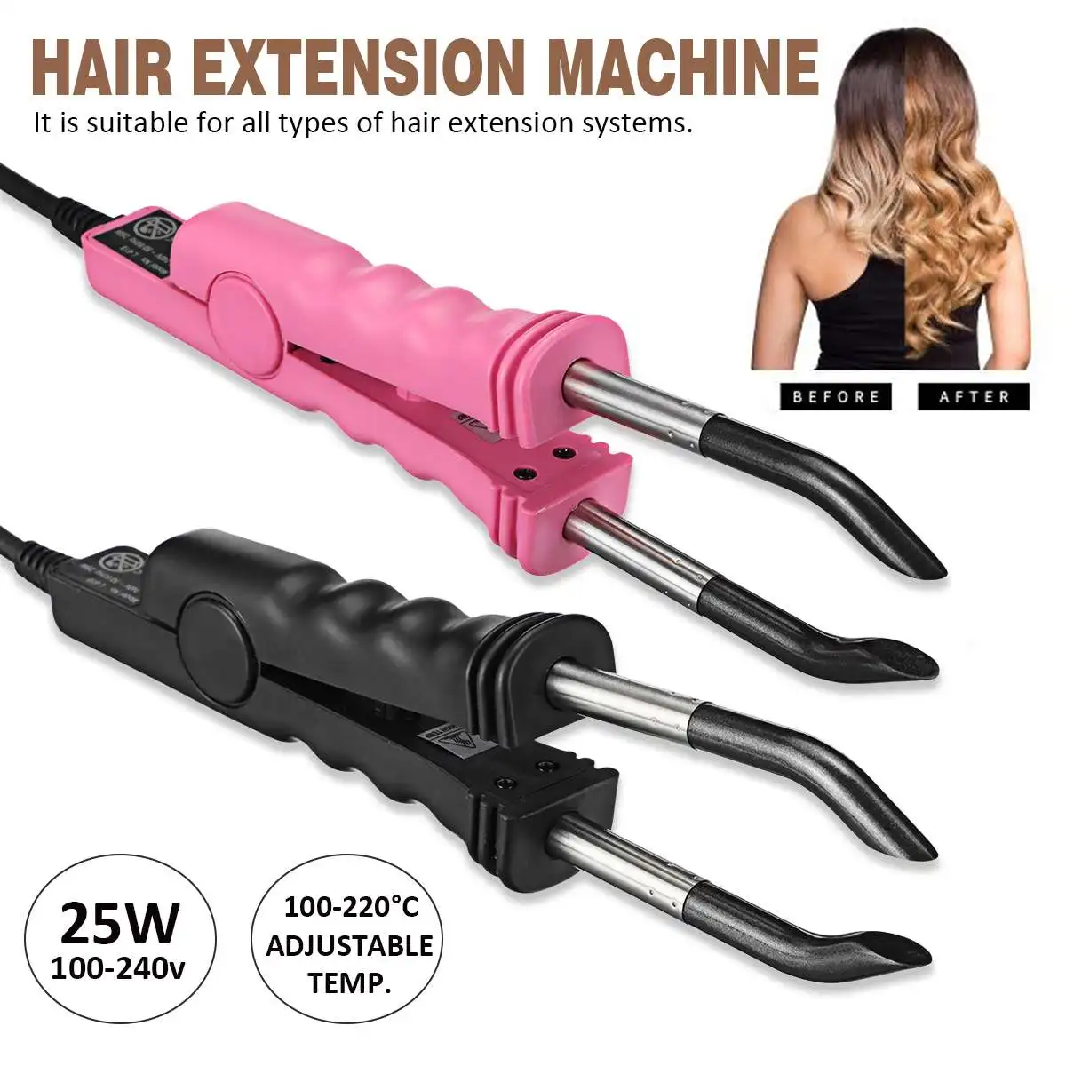 25W Hair Extension Wand Machine Constant Temperature Hair Curler Sewing Iron Connector Styler Hair Styling Barber Tools 100-240V
25W Hair Extension Wand Machine Constant Temperature Hair Curler Sewing Iron Connector Styler Hair Styling Barber Tools 100-240V