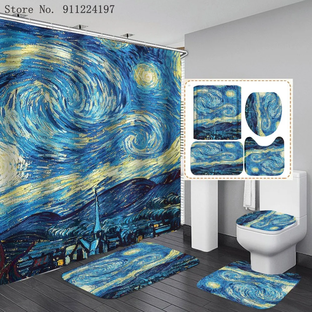 Blue Starry Sky Print Shower Curtain Bath Carpet Cover Toilet Cover Bath Mat Rug Set Outer Space Of The Galaxy Bathroom Curtain
Blue Starry Sky Print Shower Curtain Bath Carpet Cover Toilet Cover Bath Mat Rug Set Outer Space Of The Galaxy Bathroom Curtain
