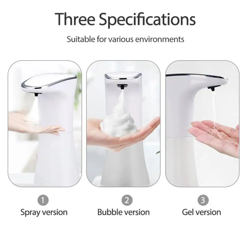 Portable Automatic Alcohol/foam/gel Type Sensor Liquid Soap Dispenser Sprayer Infrared Sensor USB Rechargeable Bathroom Kitchen 
Portable Automatic Alcohol/foam/gel Type Sensor Liquid Soap Dispenser Sprayer Infrared Sensor USB Rechargeable Bathroom Kitchen