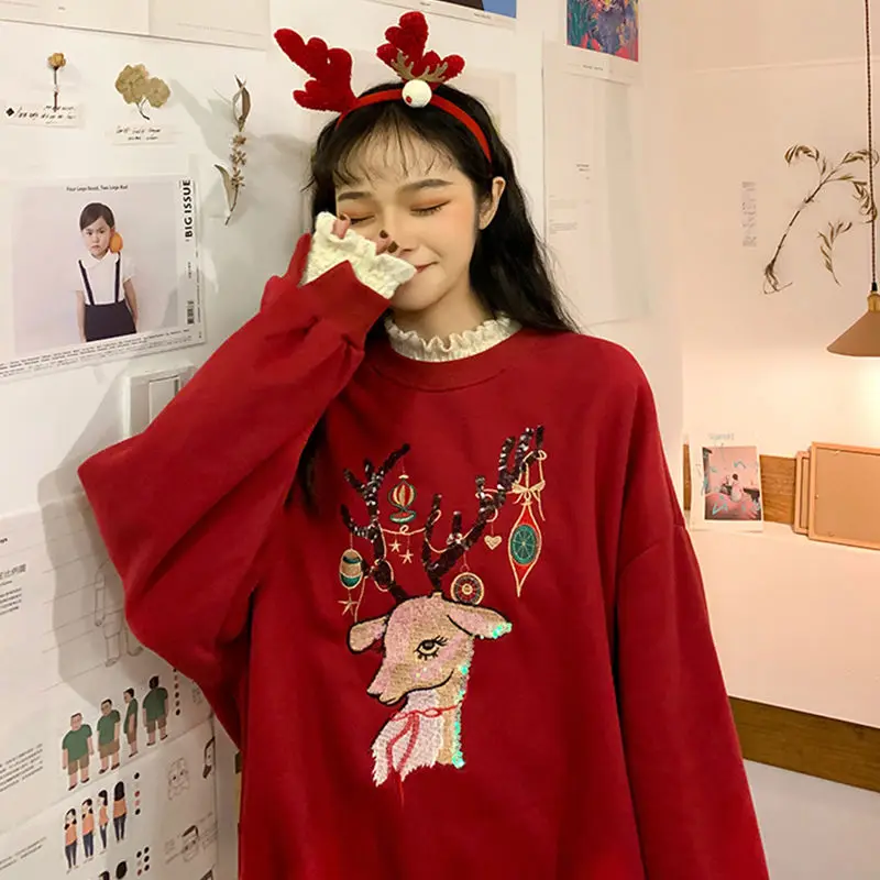 Christmas Deer Sweater Winter Korean Loose Bf Lazy Embroidery Lovely Elk Pullover Plus Size Sweater Women Knitted Long Sleeve
Christmas Deer Sweater Winter Korean Loose Bf Lazy Embroidery Lovely Elk Pullover Plus Size Sweater Women Knitted Long Sleeve