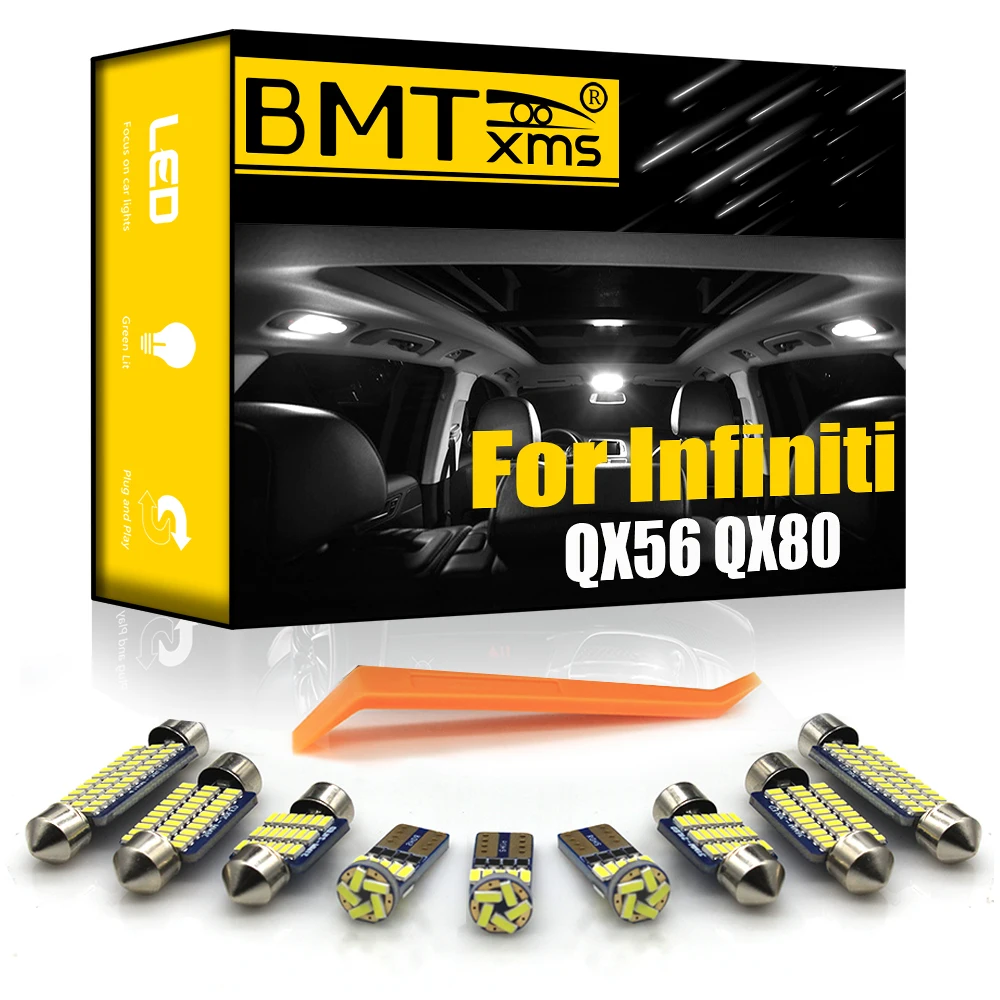 

BMTxms Canbus For Infiniti QX56 QX80 2004-2021 Vehicle LED Interior Map Dome Trunk Light License Plate Lamp Kit