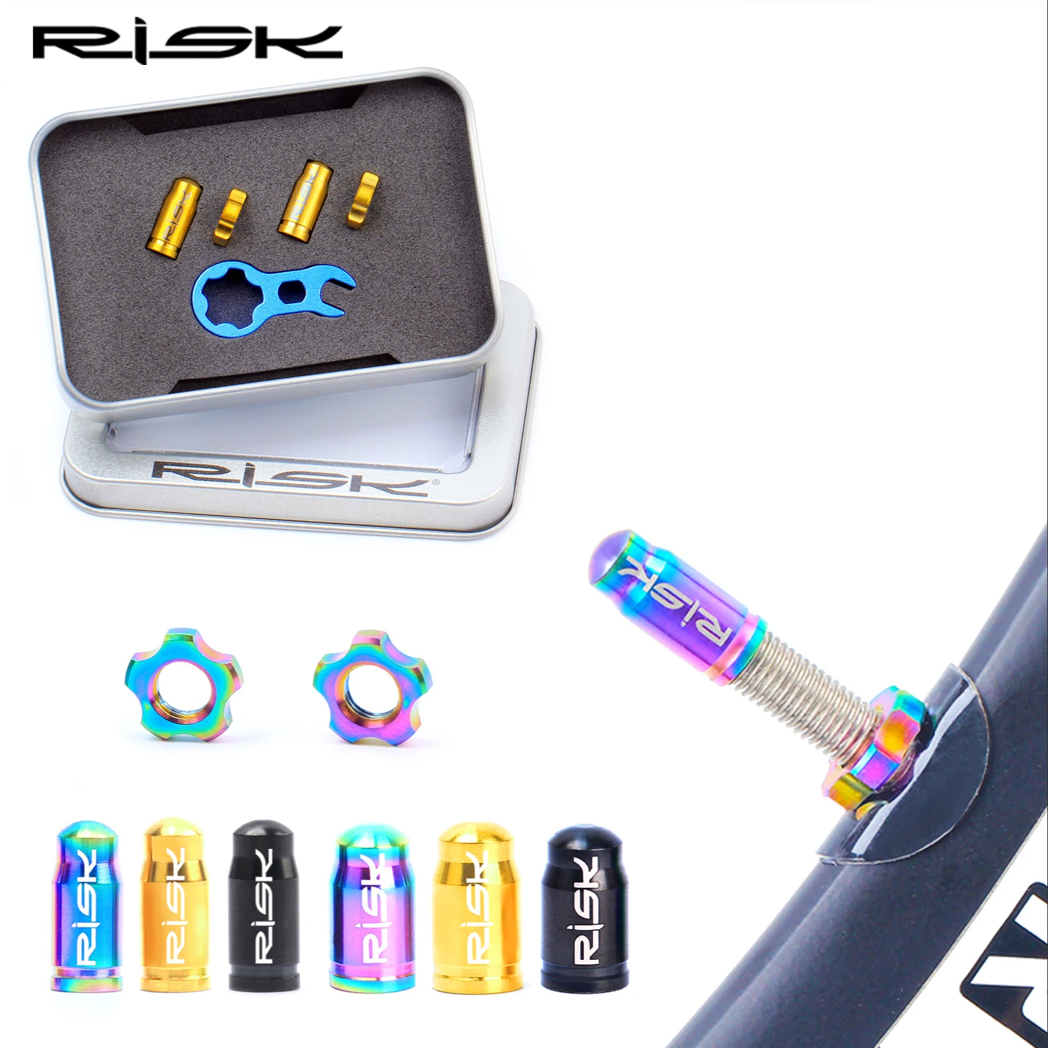 RISK FV55 AV55 Road Bike MTB Bicycle Titanium Presta Schrader Valve Cap Nut Wrench Dust Covered Protector French Tyre Dustproof
RISK FV55 AV55 Road Bike MTB Bicycle Titanium Presta Schrader Valve Cap Nut Wrench Dust Covered Protector French Tyre Dustproof