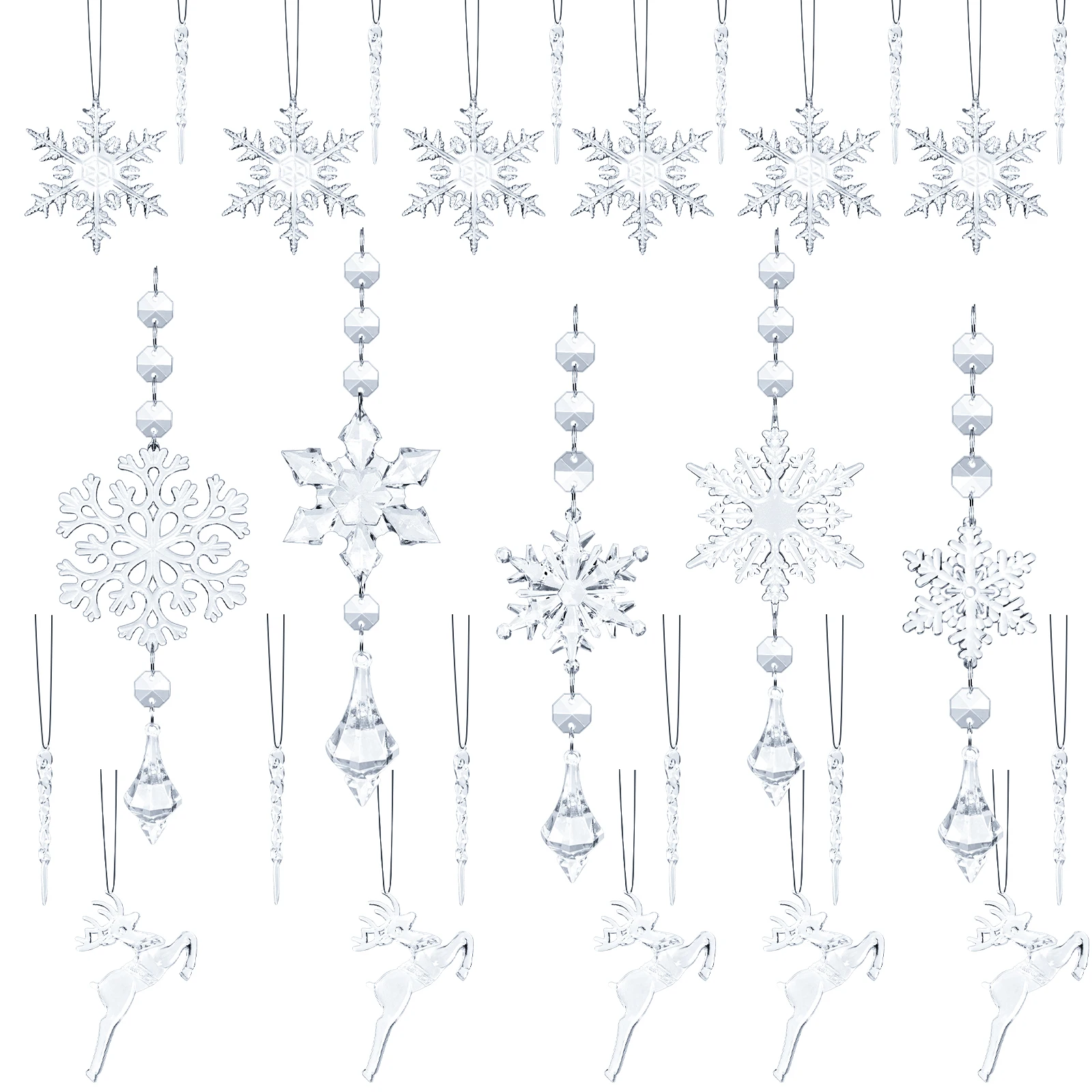 Акриловые сосульки, рождественские снежинки, искусственные украшения для дома, подвеска на рождественскую елку
Акриловые сосульки, рождественские снежинки, искусственные украшения для дома, подвеска на рождественскую елку