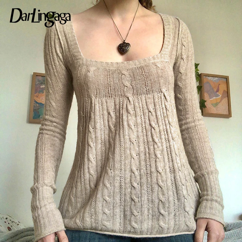 Darlingaga Harajuku Square Collar Solid Long Sleeve Knitted Sweater Women Y2K Casual Twist Jumpers Preppy Cute Aesthetic Clothes
Darlingaga Harajuku Square Collar Solid Long Sleeve Knitted Sweater Women Y2K Casual Twist Jumpers Preppy Cute Aesthetic Clothes