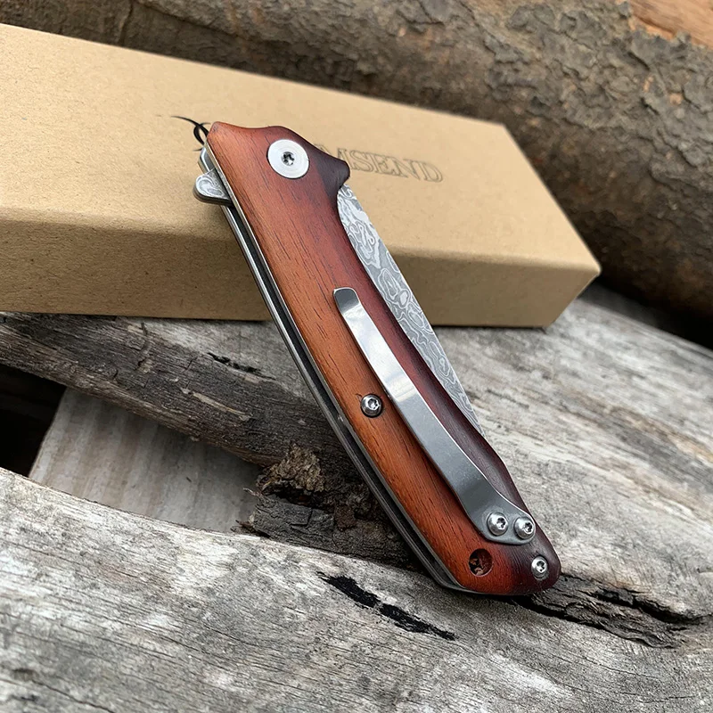 SAMSEND Folding Knife Damascus Blade Natural Red Sandalwood Handle Tactical Pocket Knives Outdoor Self Defense EDC Tools
SAMSEND Folding Knife Damascus Blade Natural Red Sandalwood Handle Tactical Pocket Knives Outdoor Self Defense EDC Tools