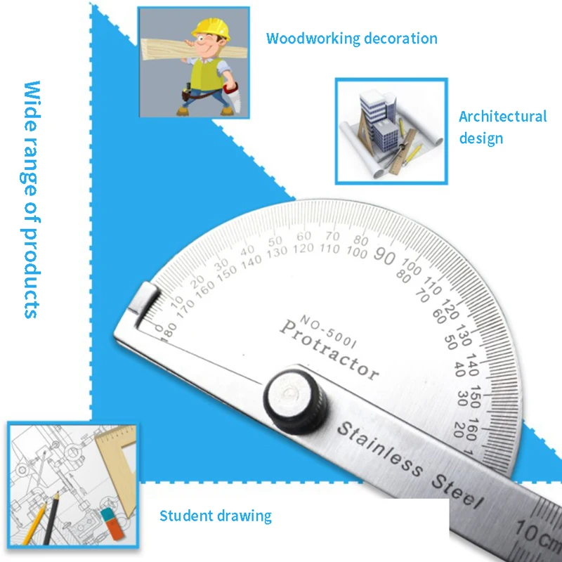 1 Pc Angle Ruler 180 Degree Protractor Metal Angle Finder Goniometer Stainless Steel Woodworking Tools Rotary Measuring Ruler
1 Pc Angle Ruler 180 Degree Protractor Metal Angle Finder Goniometer Stainless Steel Woodworking Tools Rotary Measuring Ruler