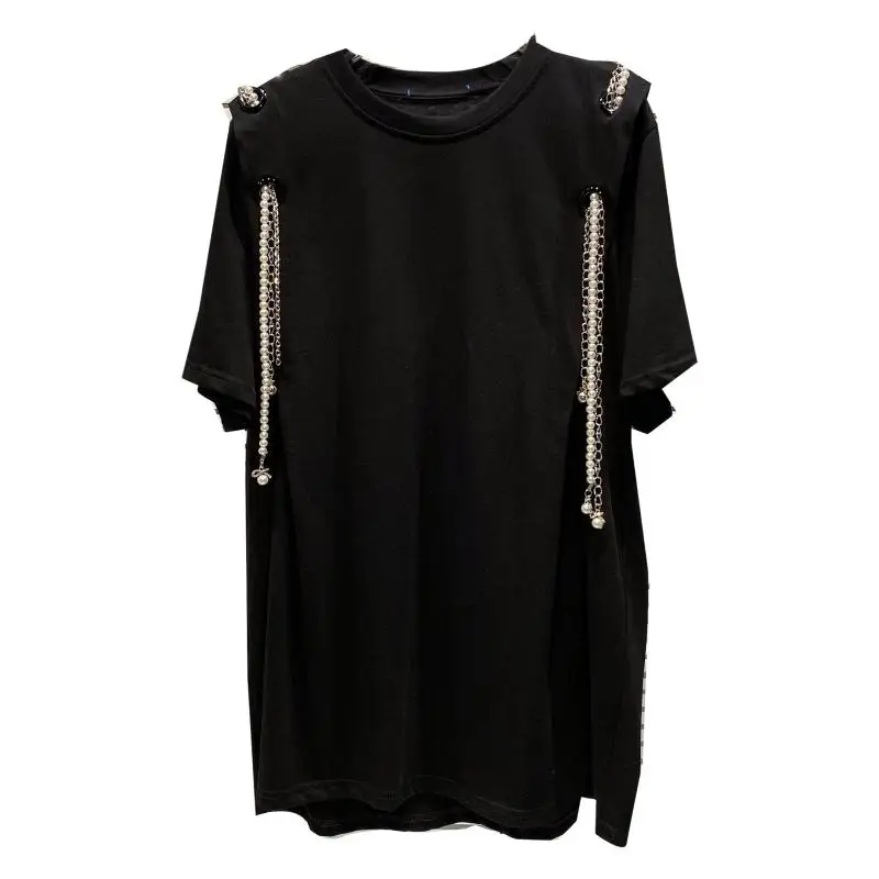 2021 Summer Women T Shirt Pearl Chain Beaded Heavy Industry Design Short Sleeve T-Shirt Half Sleeve
2021 Summer Women T Shirt Pearl Chain Beaded Heavy Industry Design Short Sleeve T-Shirt Half Sleeve