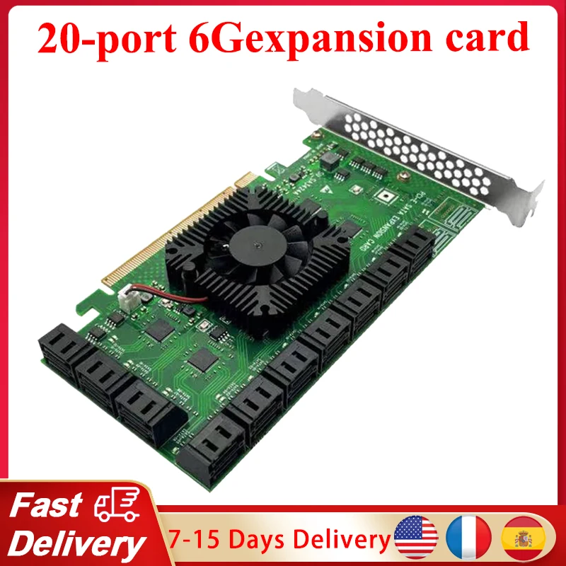 NEW SATA PCI-E X16 To SATA 3.0 20/24 Ports Expansion Card 6G/3G/1.5G SATA Hard Drives Adapter Card Converter With Heat Sink
NEW SATA PCI-E X16 To SATA 3.0 20/24 Ports Expansion Card 6G/3G/1.5G SATA Hard Drives Adapter Card Converter With Heat Sink
