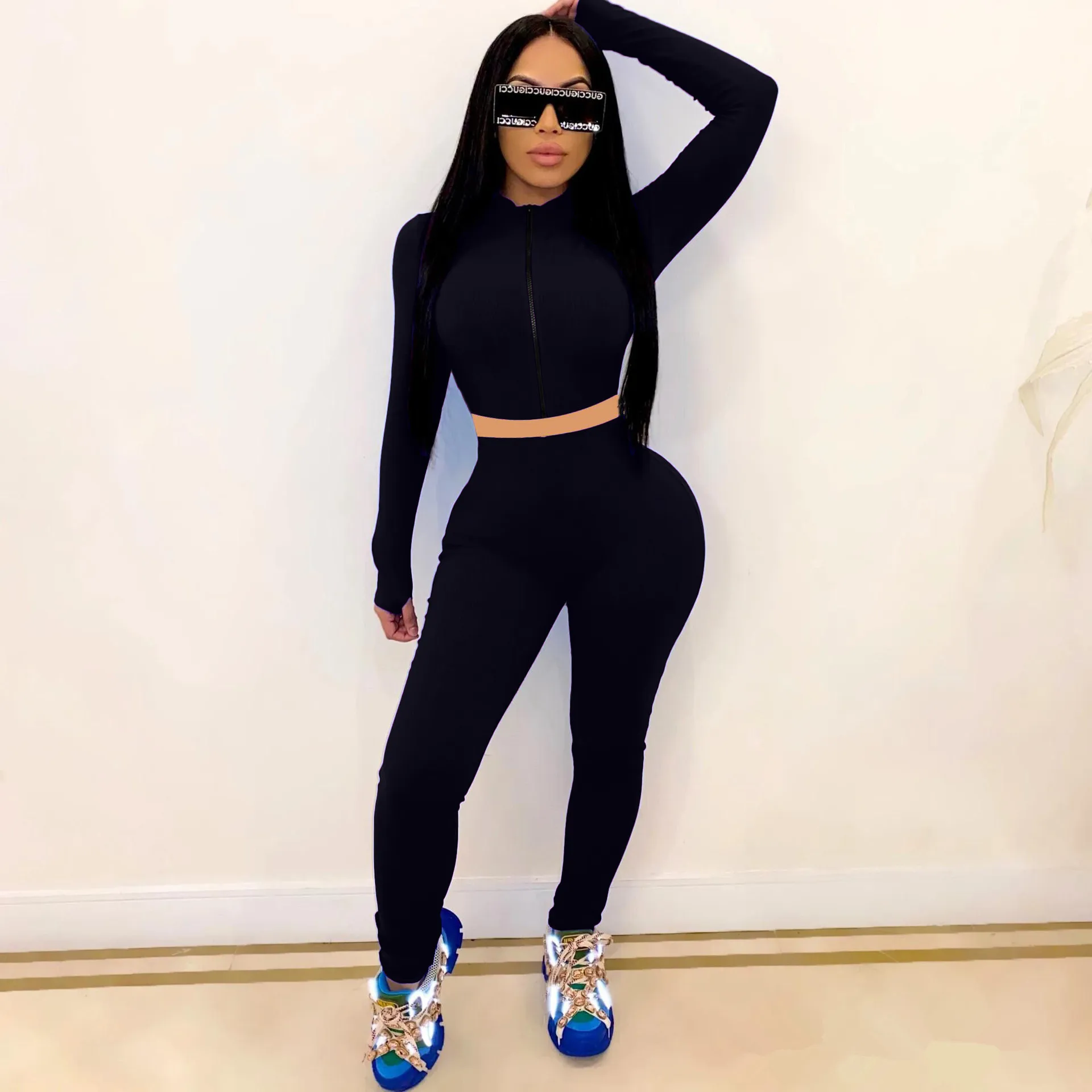 Active Wear Knitted Women's Set Long Sleeve Zipper Up Tops Jogger Pants Suit Tracksuit Two Piece Set Fitness Outfit
Active Wear Knitted Women's Set Long Sleeve Zipper Up Tops Jogger Pants Suit Tracksuit Two Piece Set Fitness Outfit
