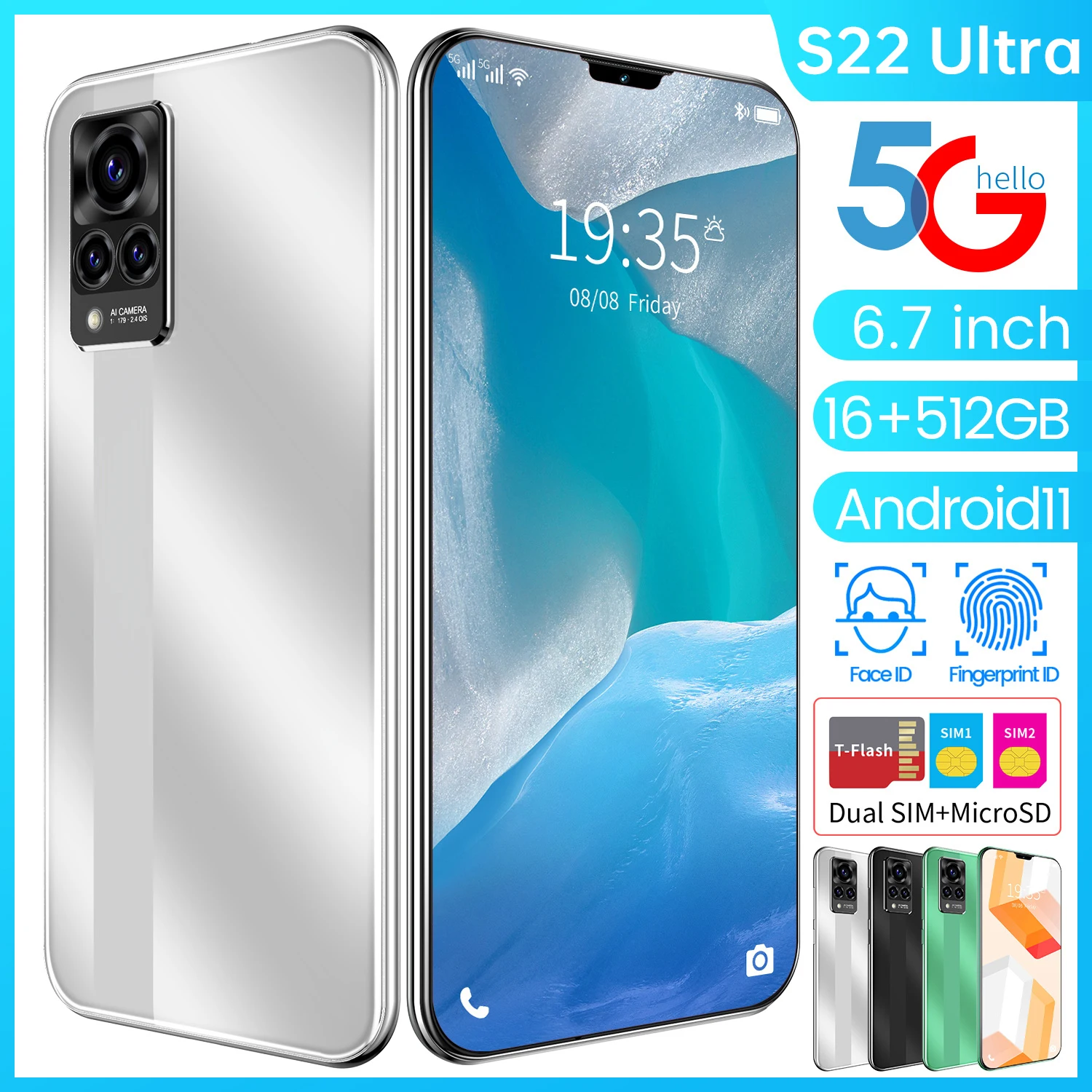 2022 New Fashion 5G Smartphone 16GB+512GB Large Memory for Samsung Galaxy S22 Ultra Cellphone Huawei Xiaomi Apple Mobile Phone
2022 New Fashion 5G Smartphone 16GB+512GB Large Memory for Samsung Galaxy S22 Ultra Cellphone Huawei Xiaomi Apple Mobile Phone