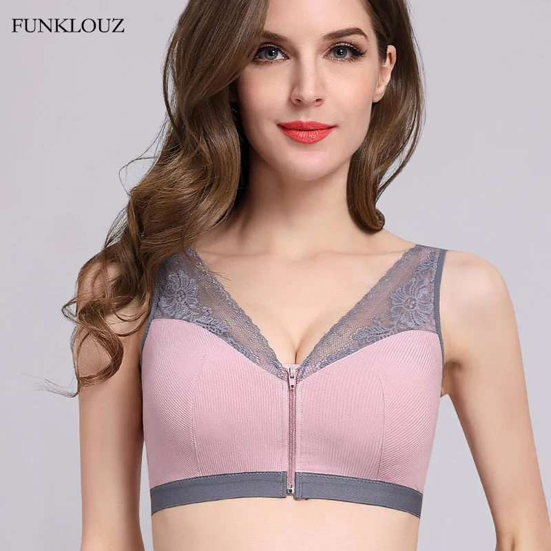 Bra for Fake Breast Form Mastectomy Front Buckle Zipper Lace Bra with Pockets for Silicone Breast Prosthesis Women Bralette 
Bra for Fake Breast Form Mastectomy Front Buckle Zipper Lace Bra with Pockets for Silicone Breast Prosthesis Women Bralette