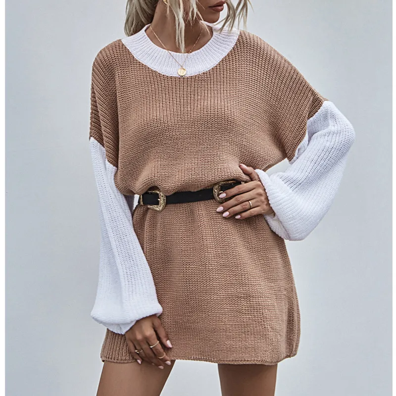 Top Women Midi Stitching Pullover Knitted Sweater For Female Chic Long Lantern Sleeve Loose New Warm Winter Clothing Streetwear
Top Women Midi Stitching Pullover Knitted Sweater For Female Chic Long Lantern Sleeve Loose New Warm Winter Clothing Streetwear