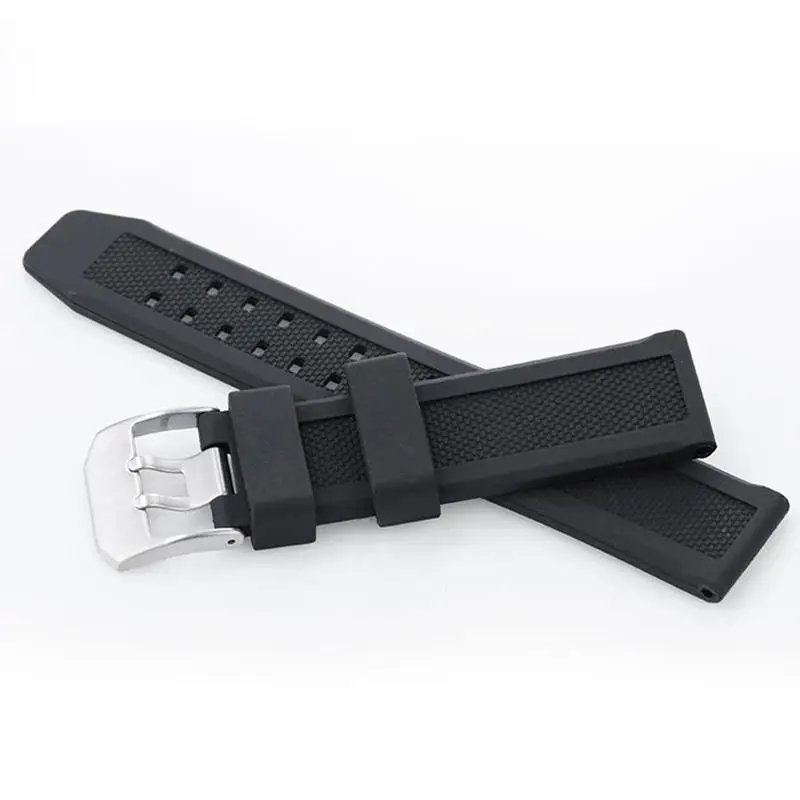 Ремешок силиконовый мягкий для часов черный спортивный браслет в стиле милитари