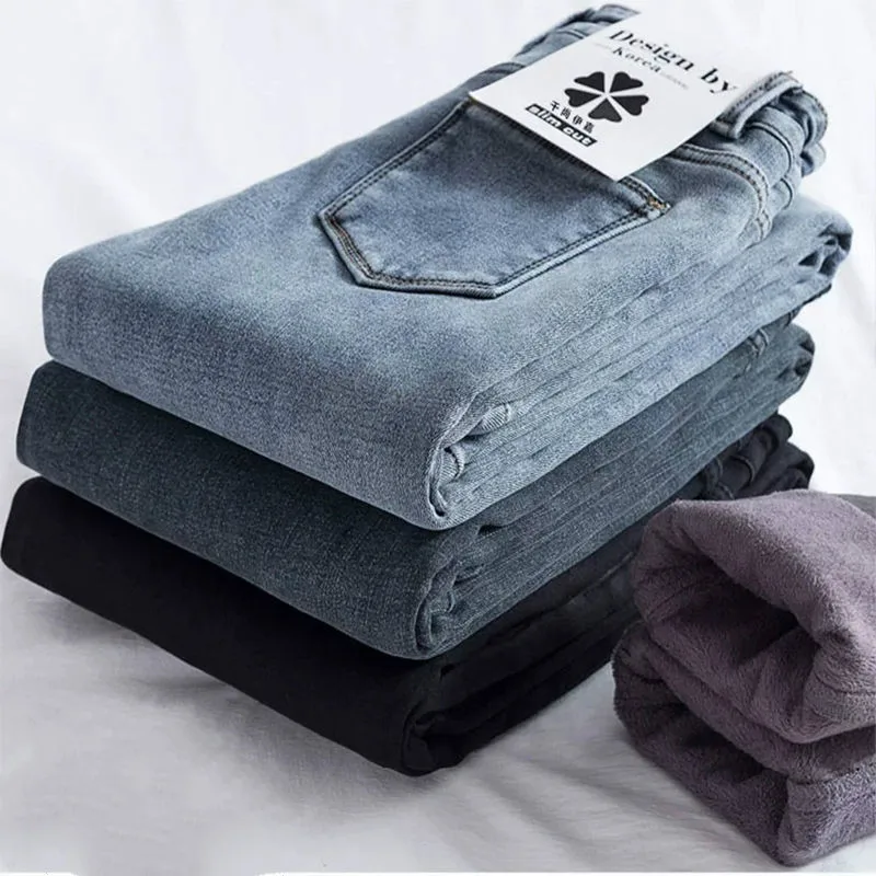 Fleece Skinny Jeans Woman High Waist Ankle Style Jeans Women's High Elastic Skinny Stretchy Pencil Pants Snow Wash Denim Jeans
Fleece Skinny Jeans Woman High Waist Ankle Style Jeans Women's High Elastic Skinny Stretchy Pencil Pants Snow Wash Denim Jeans