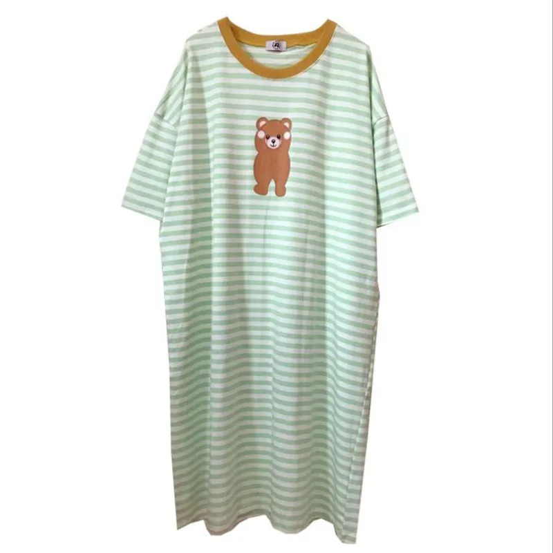 Summer Loose Plus Size Female Short Sleeves Night Dress Simple Striped Round Collar Leisure Nightgowns Pregnant Women Sleepwear
Summer Loose Plus Size Female Short Sleeves Night Dress Simple Striped Round Collar Leisure Nightgowns Pregnant Women Sleepwear