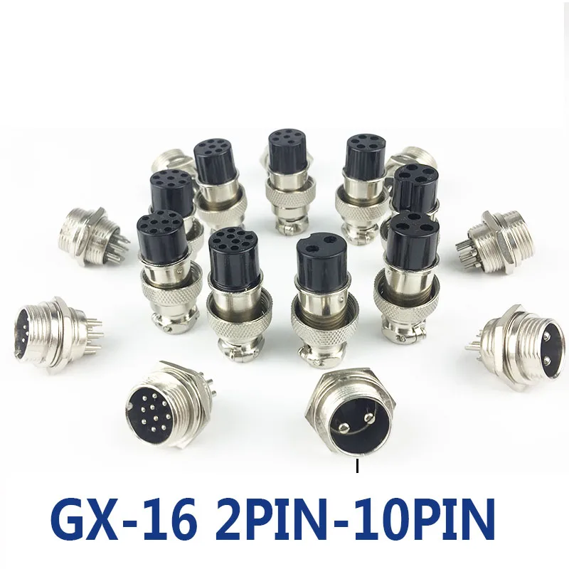 

1set 5/8" GX16-2/3/4/5/6/7/8/9/10 Pin Male Female 16mm Wire M16 GX16 Circular Aviation Connector Socket Plug Metal