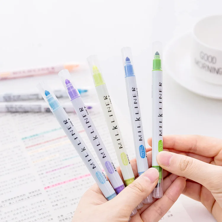 Фото Разноцветная двойная ручка хайлайтер пастельный жидкий маркер - купить