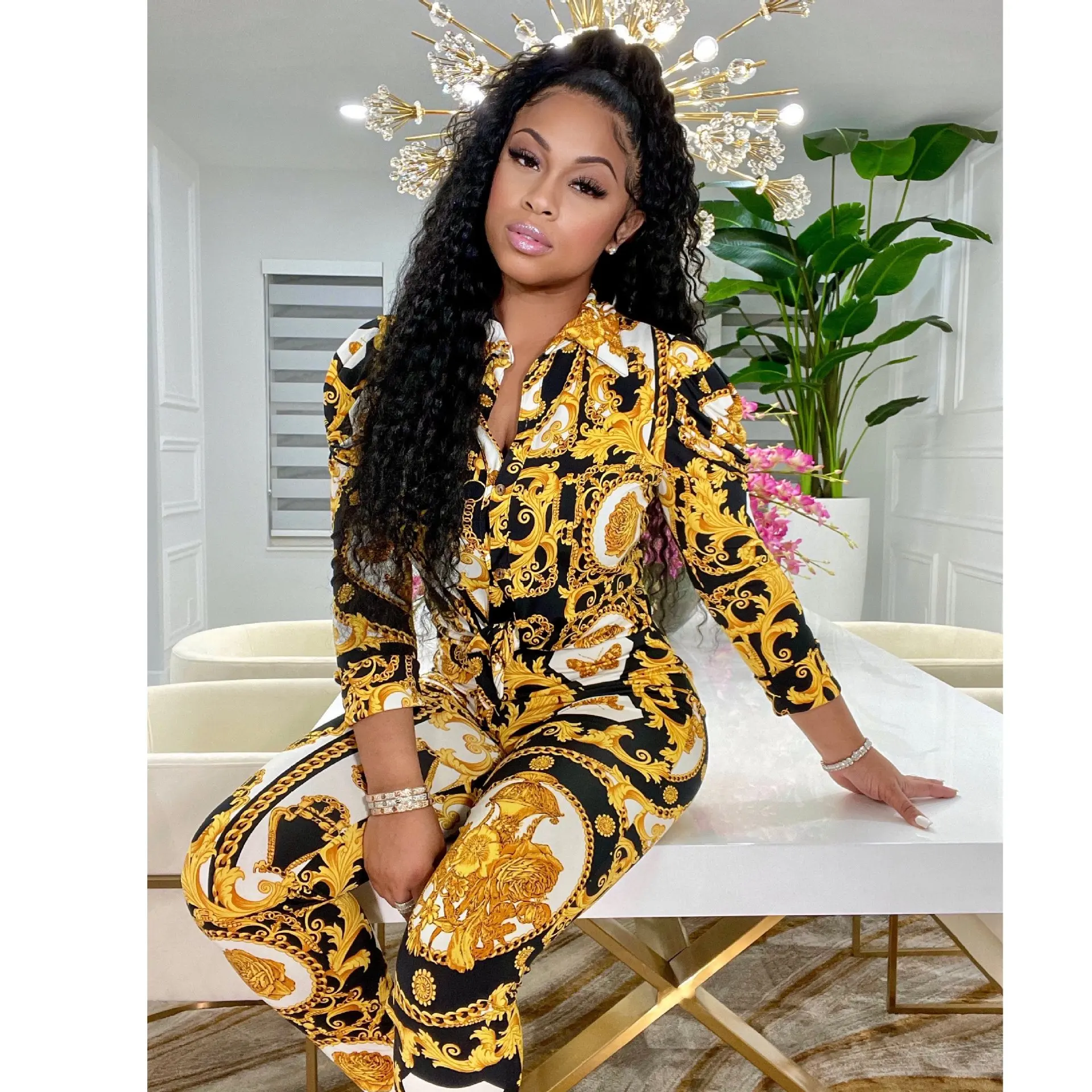 Ladies Matching Sets Fashion Printing Long-Sleeved Shirt Trousers Two-Piece Sets Casual Office Professional Suit Women Clothing
Ladies Matching Sets Fashion Printing Long-Sleeved Shirt Trousers Two-Piece Sets Casual Office Professional Suit Women Clothing