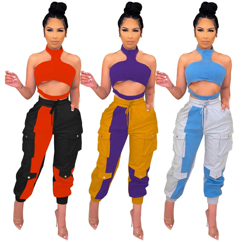 WUHE Two Piece Set Off Shoulder Hollow Out Halter Crop Top Pocket Sweatpants Women Outfits Patchwork Sexy Club Matching Sets
WUHE Two Piece Set Off Shoulder Hollow Out Halter Crop Top Pocket Sweatpants Women Outfits Patchwork Sexy Club Matching Sets