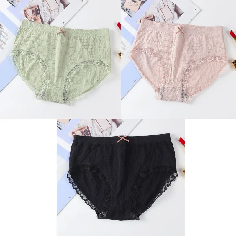 3PCS Women Panties Lace Cotton Seamless Panty Set Underwear Female Comfort Intimates Fashion Solid Color Mid Rise Underpants
3PCS Women Panties Lace Cotton Seamless Panty Set Underwear Female Comfort Intimates Fashion Solid Color Mid Rise Underpants