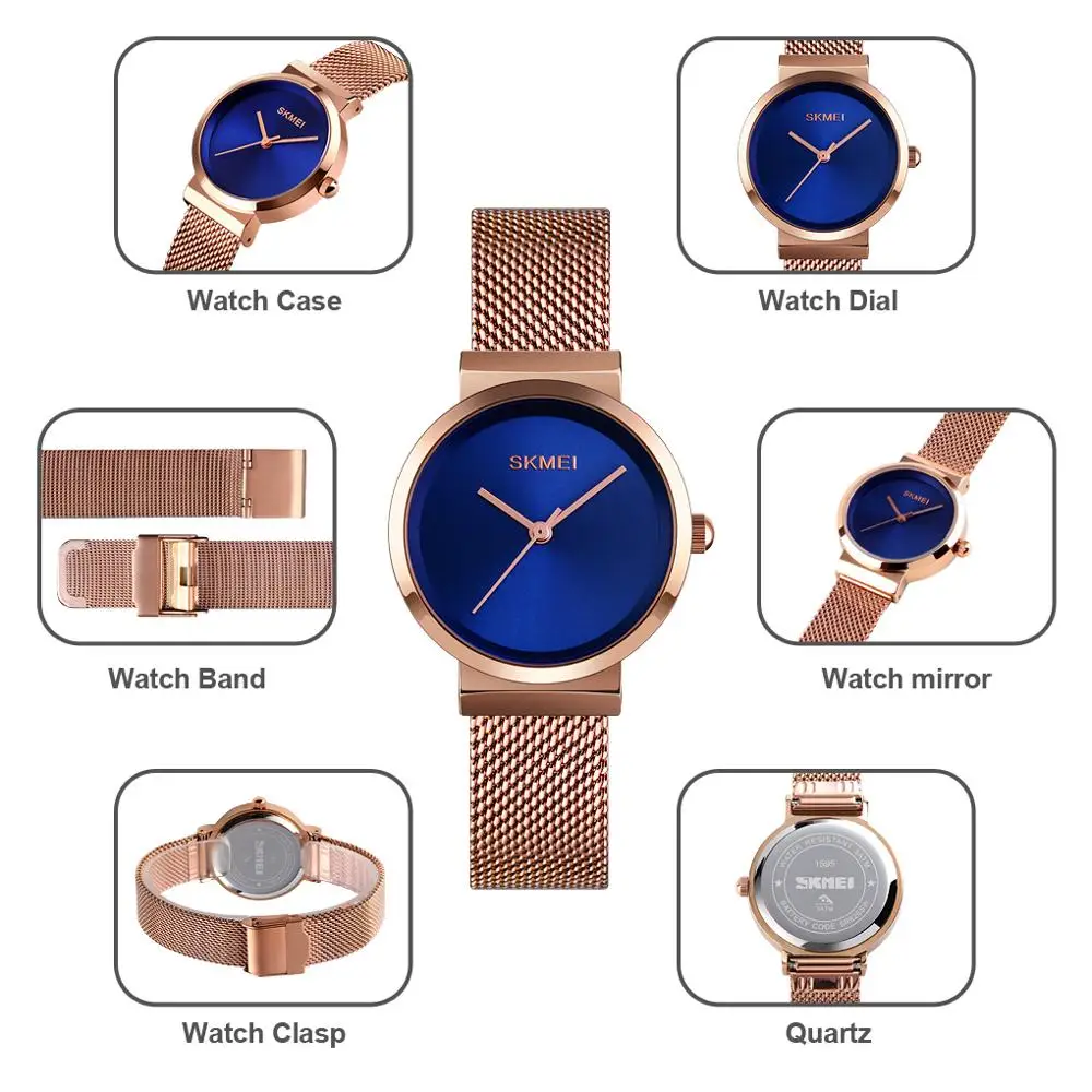 SKMEI Elegant Quartz Women Watch Fashion Waterproof Wristwatches Ladies Stainless Stell Strap Women Hour Clock reloj mujer 1595
SKMEI Elegant Quartz Women Watch Fashion Waterproof Wristwatches Ladies Stainless Stell Strap Women Hour Clock reloj mujer 1595