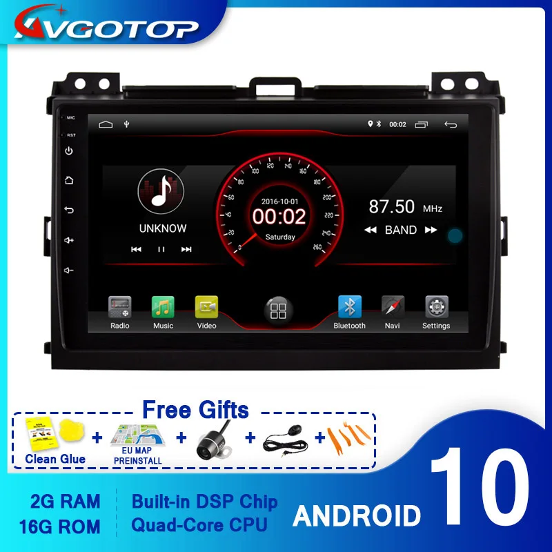 AVGOTOP автомобильный dvd плеер GPS Android 10 для TOYOTA PRADO 2006 2010 мультимедийный