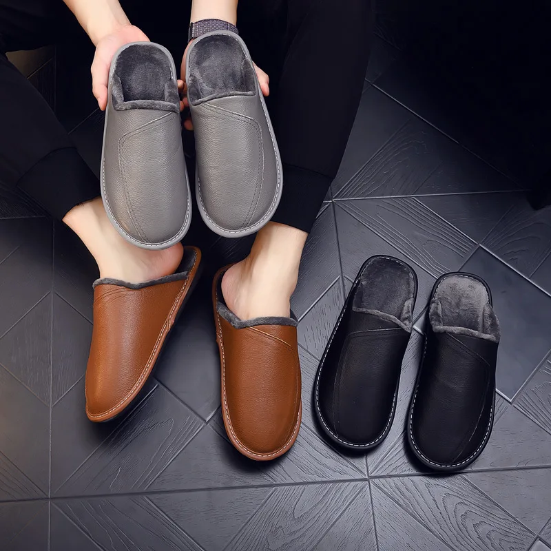 Winter Women Men's Genuine Leather Silent Home Slippers Home Cotton Shoes Couple Designer House Sandals Ladides Indoor Fur Shoes
Winter Women Men's Genuine Leather Silent Home Slippers Home Cotton Shoes Couple Designer House Sandals Ladides Indoor Fur Shoes