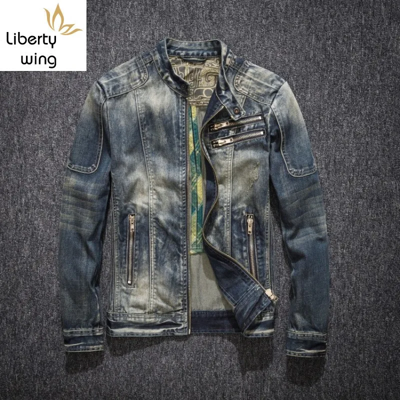 Mens Denim Coat Street Stand Collar Zipper Biker Style Cowboy Long Sleeve Classic Vintage Hip Hop Jean Jacket Outwear
Mens Denim Coat Street Stand Collar Zipper Biker Style Cowboy Long Sleeve Classic Vintage Hip Hop Jean Jacket Outwear