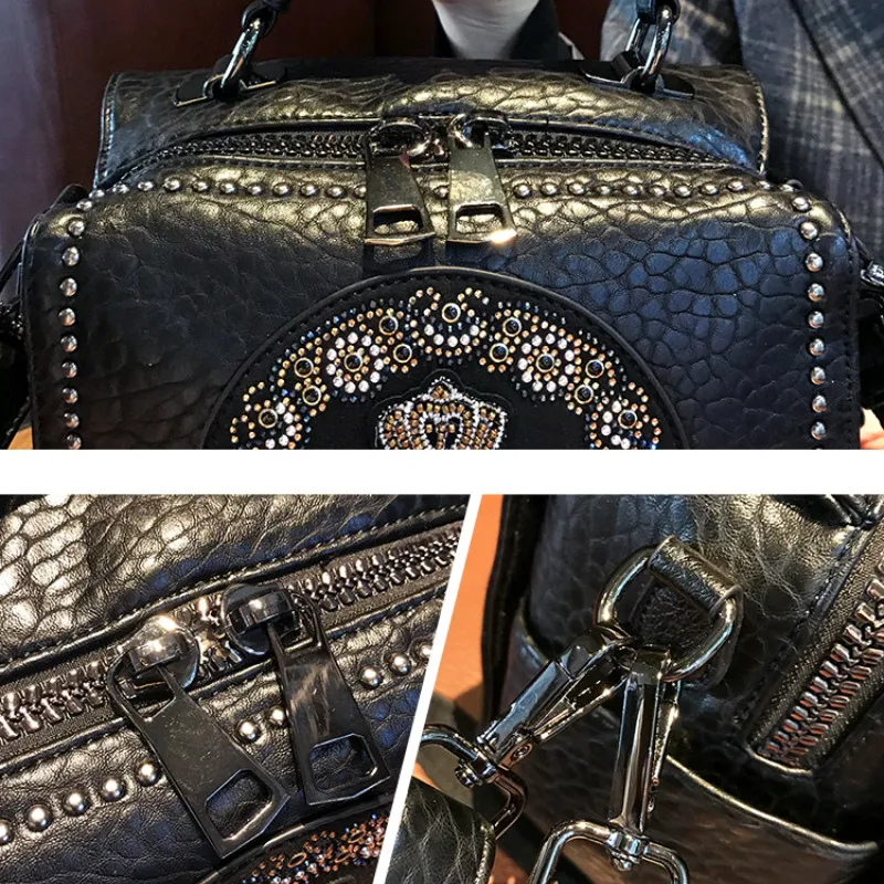 Rhinestone Purses and Handbags Luxury Designer Soft Leather Bag for Women Wide Strap Boston Satches Crossbody Shoulder Bolso
Rhinestone Purses and Handbags Luxury Designer Soft Leather Bag for Women Wide Strap Boston Satches Crossbody Shoulder Bolso