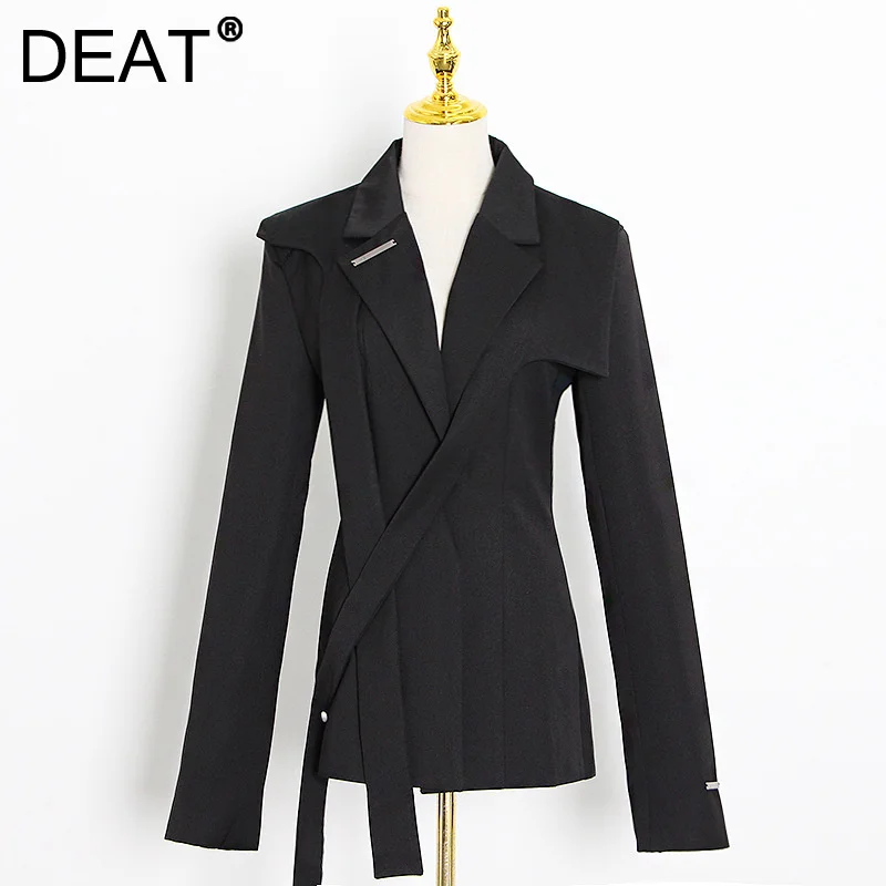 DEAT 2021 Autumn And Winter Fashion Korean New Shawl Splicing Versatile Solid Color Black Buckle Slim Short Design Blazer 7I2177
DEAT 2021 Autumn And Winter Fashion Korean New Shawl Splicing Versatile Solid Color Black Buckle Slim Short Design Blazer 7I2177