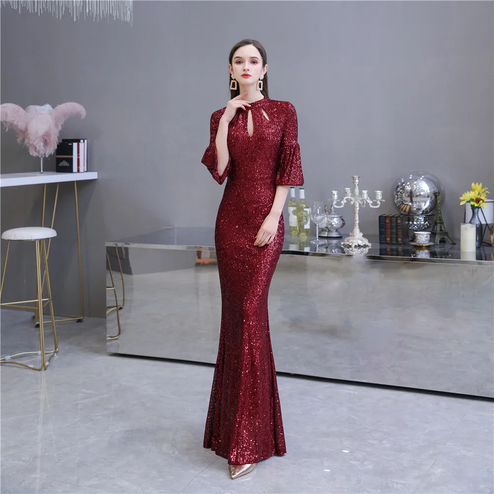 New Arrival Deep Red Prom Gown High Neck Unique Design Half Sleeve Mermaid Floor Length Evening Dress
New Arrival Deep Red Prom Gown High Neck Unique Design Half Sleeve Mermaid Floor Length Evening Dress