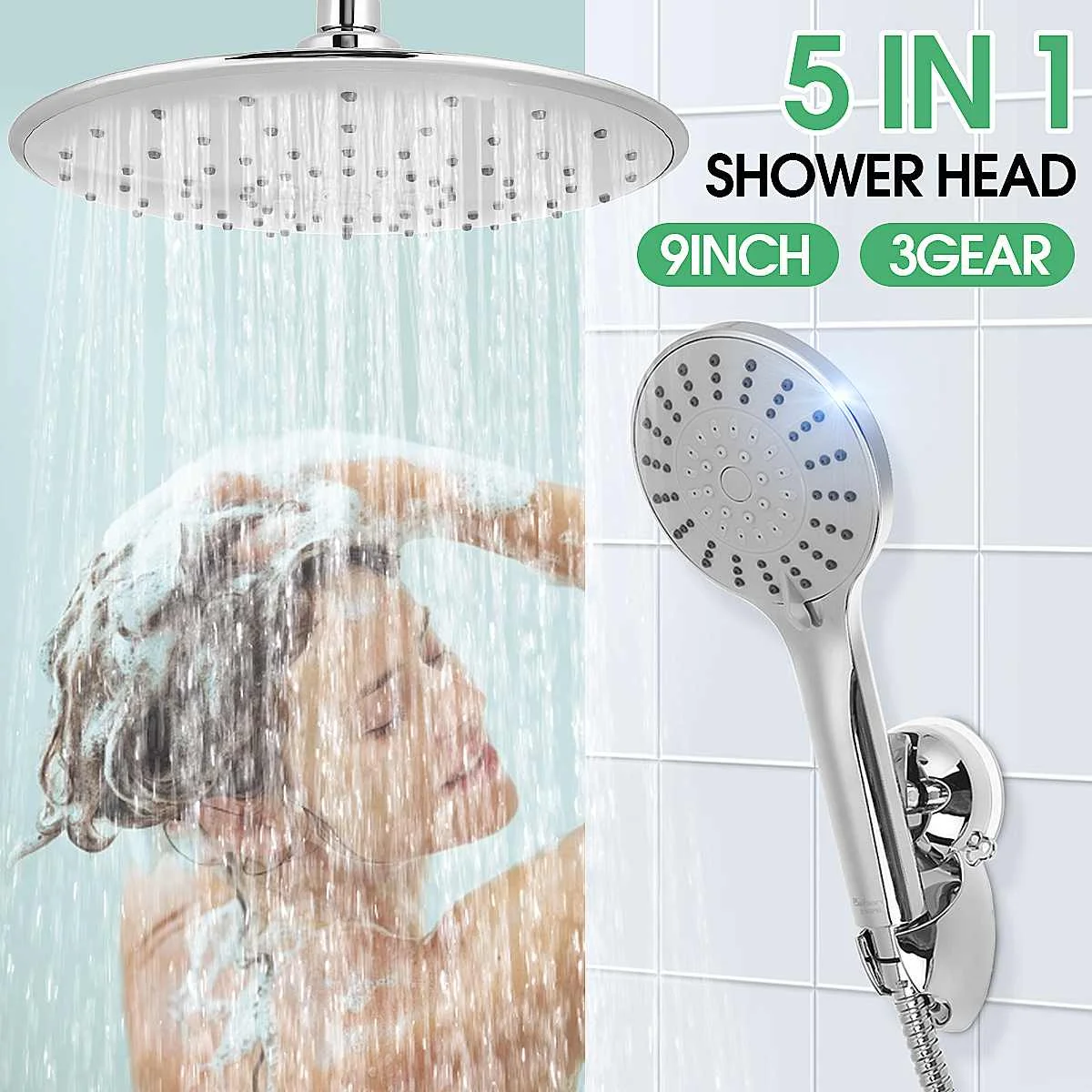 5 IN 1 Shower Faucets Bathroom 9 Inch chrome Shower Faucet Bath Taps Rainfall Shower Head Set Hand-held Shower 3 Spray modes
5 IN 1 Shower Faucets Bathroom 9 Inch chrome Shower Faucet Bath Taps Rainfall Shower Head Set Hand-held Shower 3 Spray modes