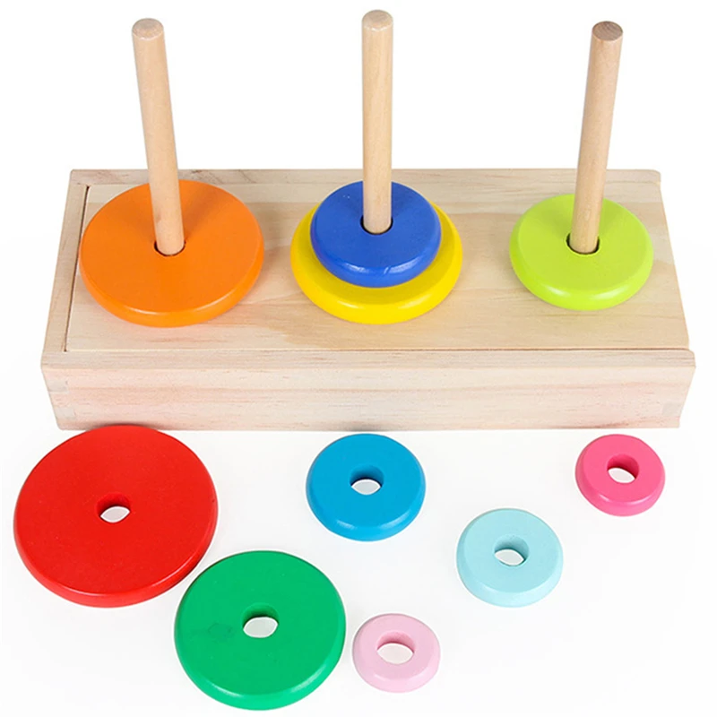 

Башня Ханой, детские развивающие игрушки, безопасная детская деревянная игрушка для раннего обучения, Классическая Математическая головол...