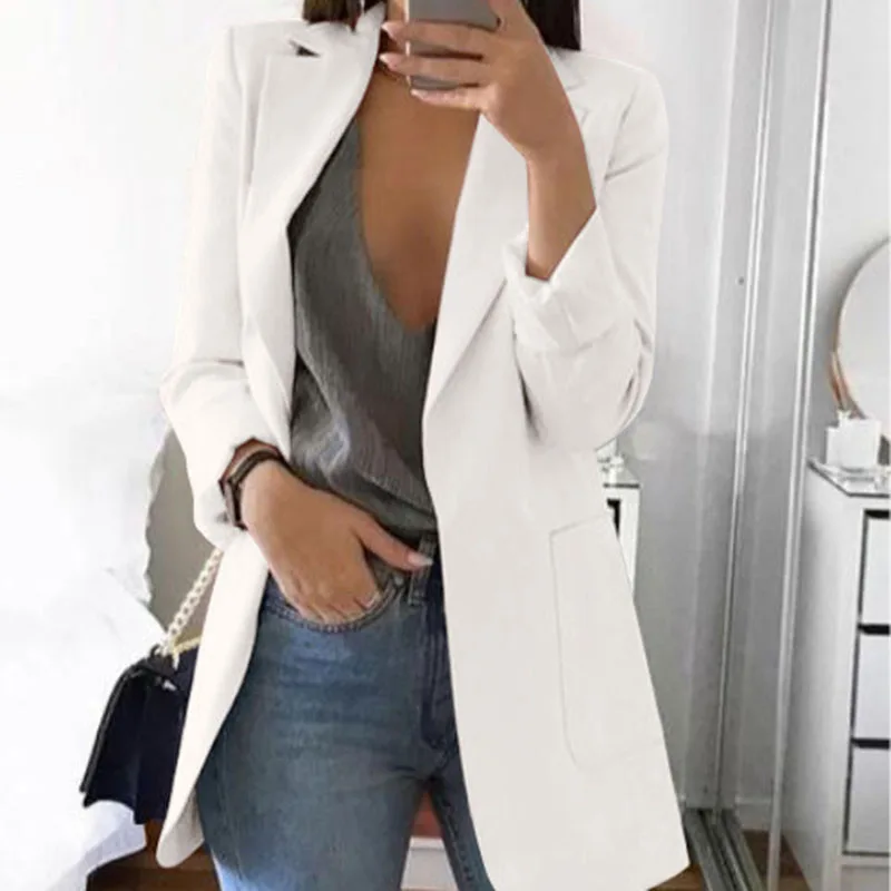 Plus Size Women Blazer Jacket Fashion Casual Notched Collar Pockets Long Sleeve Work Suit Coats Autumn Office Lady Solid Blazers
Plus Size Women Blazer Jacket Fashion Casual Notched Collar Pockets Long Sleeve Work Suit Coats Autumn Office Lady Solid Blazers