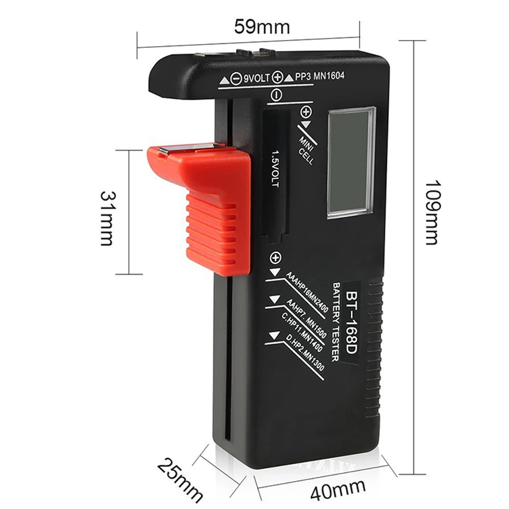 Digital Battery Tester 9V/1.5V/AA/AAA Battery Capacity Tester Button Cell Volt Checker Universal Battery Tester BT-168D
Digital Battery Tester 9V/1.5V/AA/AAA Battery Capacity Tester Button Cell Volt Checker Universal Battery Tester BT-168D