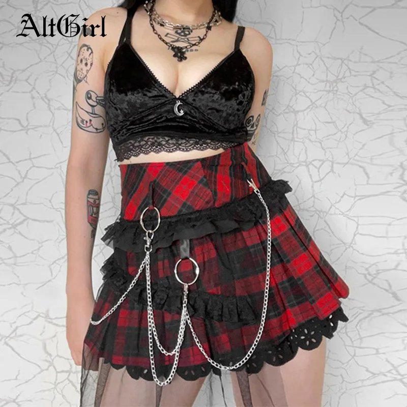AltGirl Vintage Harajuku Gothic Plaid Skirt Women Y2k Punk Fairy Grunge Mall Goth Mesh Lace Trim A-line Skirt Emo Alt Outfits
AltGirl Vintage Harajuku Gothic Plaid Skirt Women Y2k Punk Fairy Grunge Mall Goth Mesh Lace Trim A-line Skirt Emo Alt Outfits