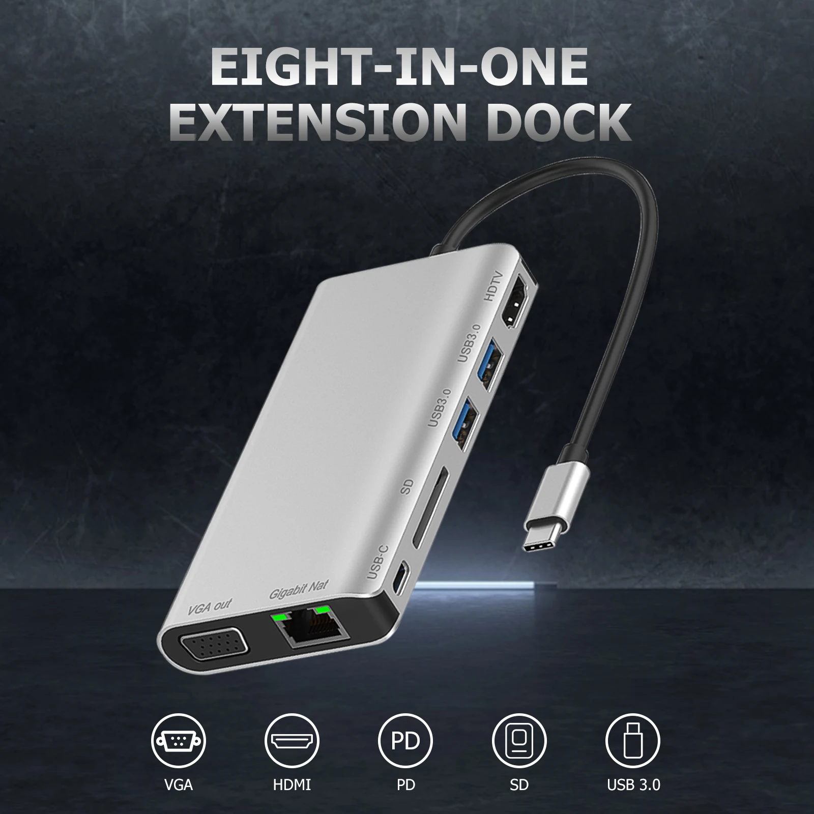 Laptop Docking Station Power Adapter USB C Hub 8 in 1 4K Type C to HDMI-compatible VGA Ethernet 2 USB 3.0 PD Adapter Dongle
Laptop Docking Station Power Adapter USB C Hub 8 in 1 4K Type C to HDMI-compatible VGA Ethernet 2 USB 3.0 PD Adapter Dongle