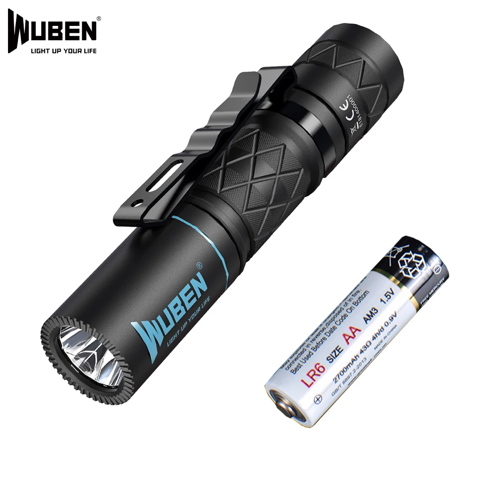 

WUBEN E18 Mini LED Flashlight CREE XP-G3 Torch IP68 Waterproof 4 Modes EDC Light With 2700 mah AA Battery